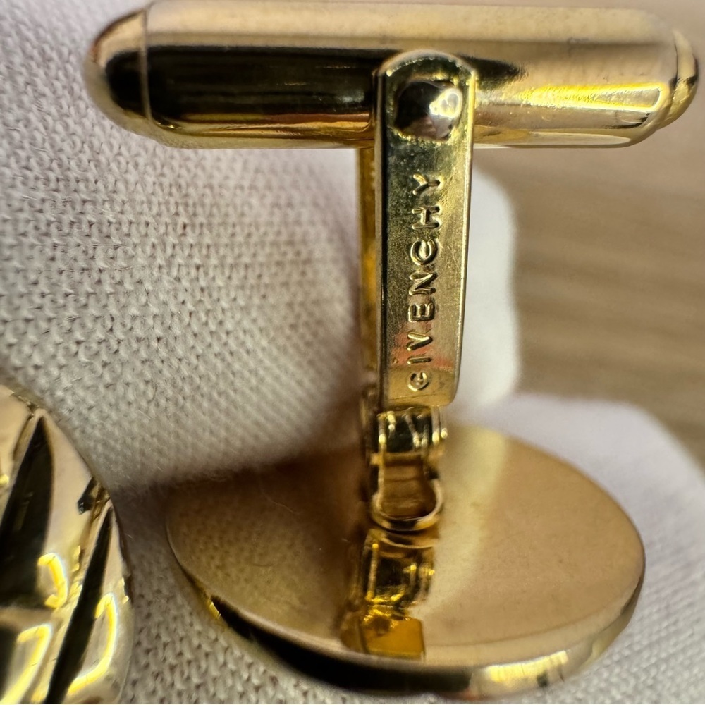 🔥PRICE DROP🔥Givenchy Gold Cuff Links with Polished Finish and Hinged Design - Picture 2 of 8